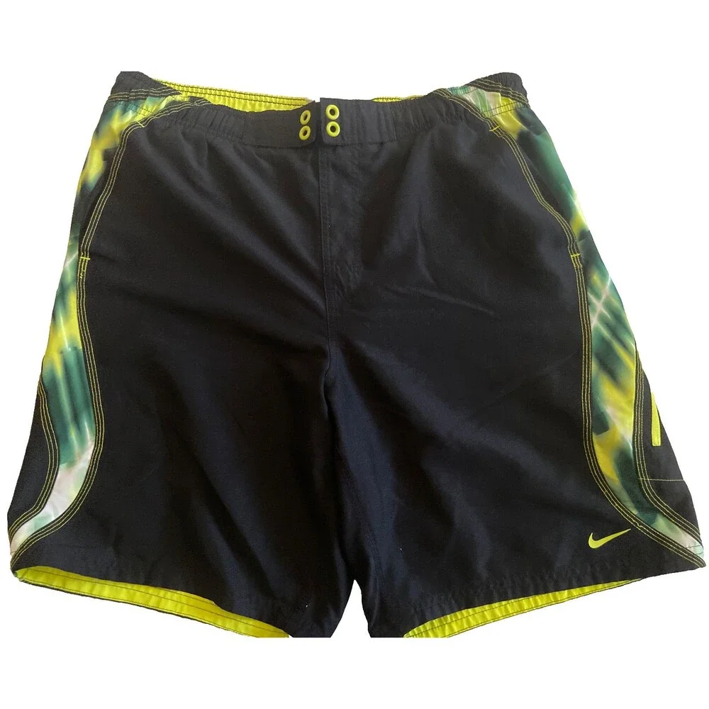 Nike Men’s Swim Trunks, Shorts, Small, Side Zipper Pocket, Black, Tye Dye Sides